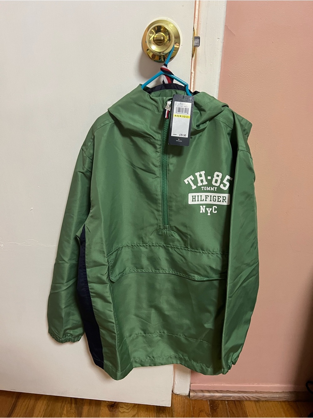 Tommy Hilfiger TH-85 Green Pullover Windbreaker Boys Medium (10/12)